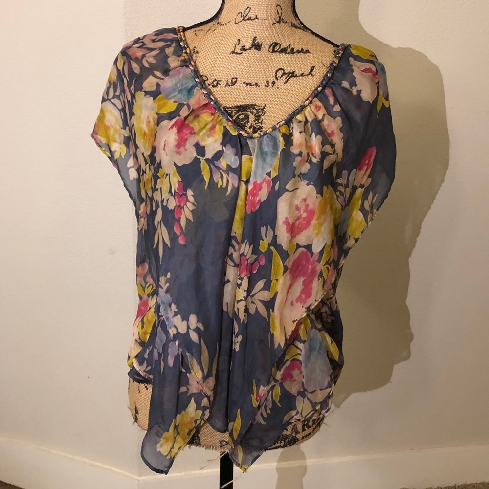 Silk Flowered Blouse by Postella Size Petite